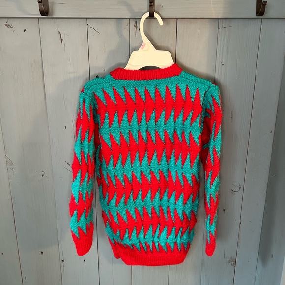 Handmade Holiday Knitted Sweater - Red & Green | Unisex Size 10 - Picture 2 of 8